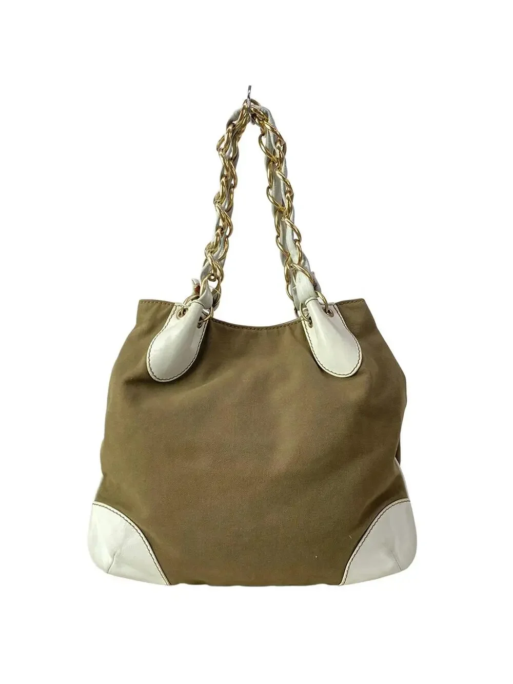 Chanel Khaki Cream Canvas Leather #304192C10B